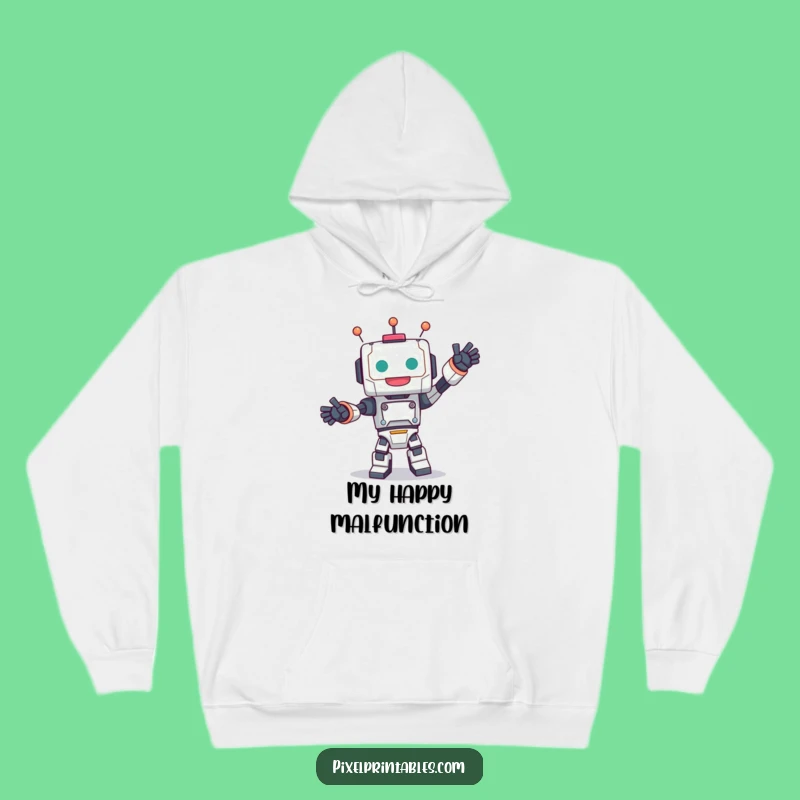 Cozy Funny Robot Dance Hoodie - Warm Blocky Character Comfort