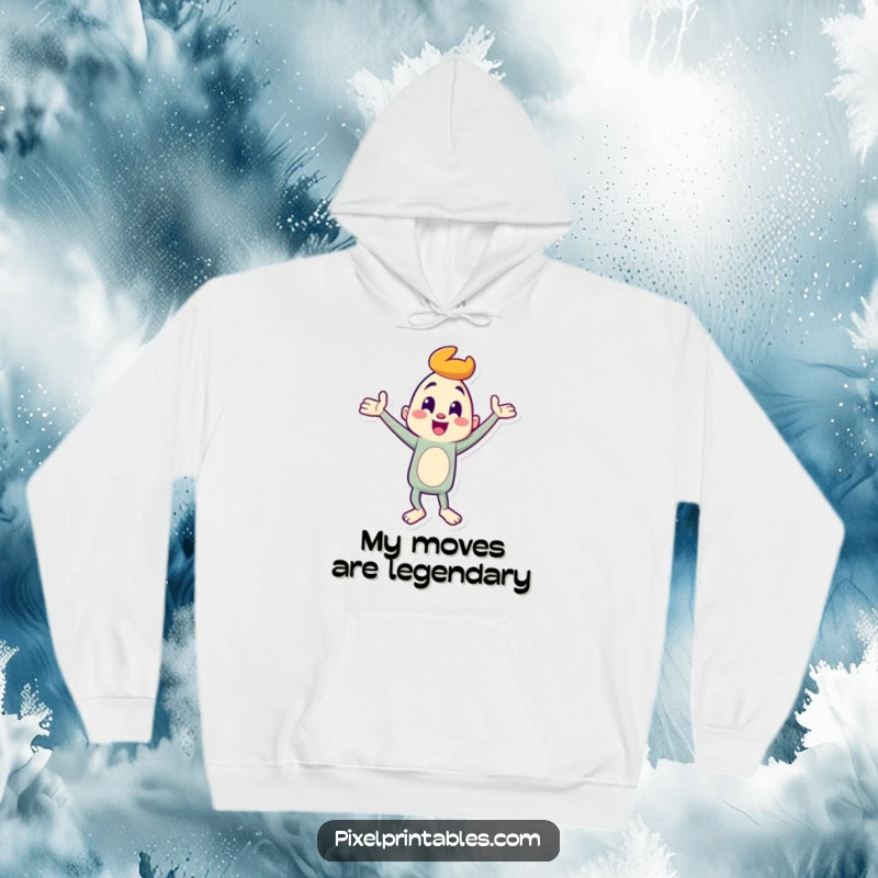 Funny Hoodie: Cheerful character in a goofy dance pose, radiating infectious humor and positivity, perfect for a funny gift.