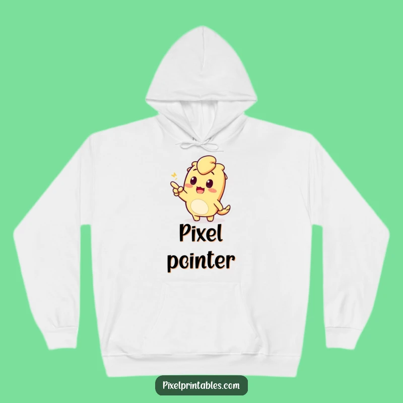 Funny Pixel Pointing Hoodie: Cozy Curious Character Comfort for Enthusiastic Days