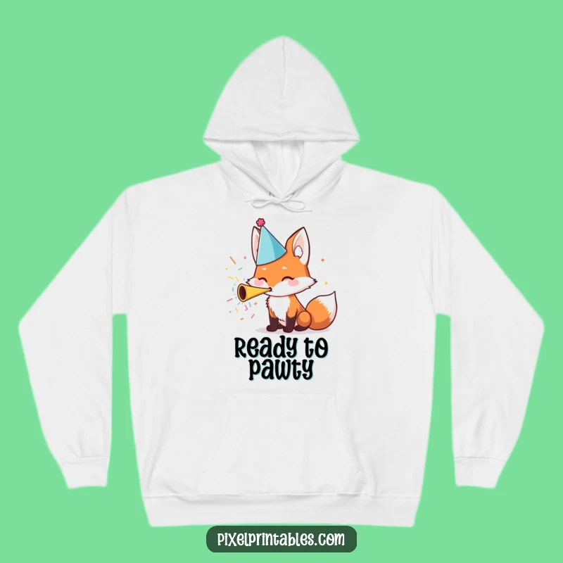 Cozy Funny Fox Party Hat Confetti Hoodie, Ultimate Funny Celebration Gift