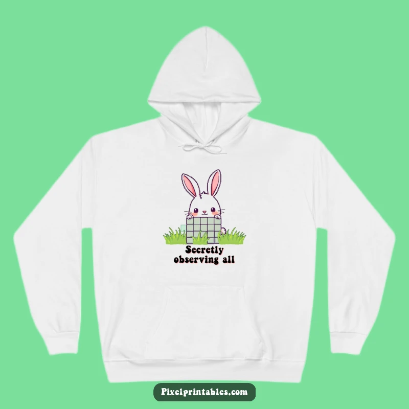 Funny Pixel Rabbit Hoodie: Cozy Peek for a Warm Funny Gift