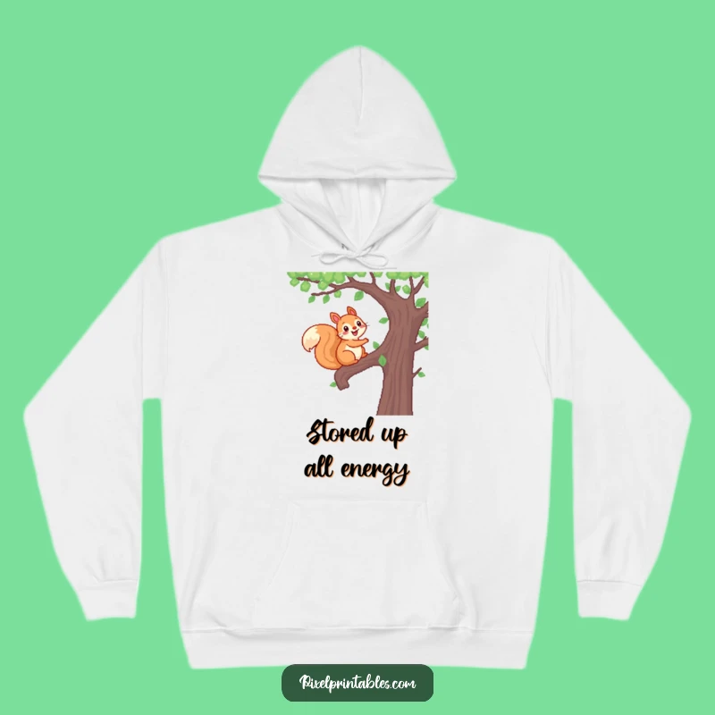 Cozy Funny Pixel Squirrel Hoodie: Woodland Climber Sweatshirt, Great Gift