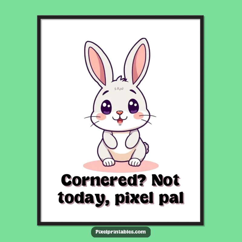 Free Printable Wall Art: Surprised Pixel Rabbit - Funny Retro Decor Download