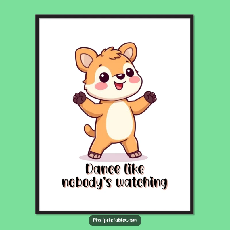 Funny Free Printable Wall Art: Pixel Animal Dance Downloadable Art