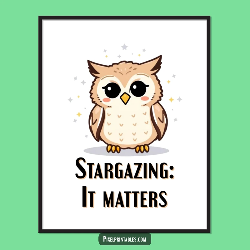 Free Printable Funny Owl Wall Art: Pixelated Star Map Ambiance Downloadable Art