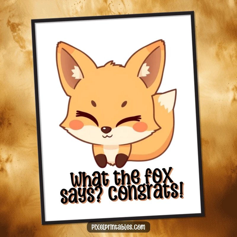 Funny Free Printable Wall Art: A mischievous pixelated fox winks playfully, adding character to your decor.