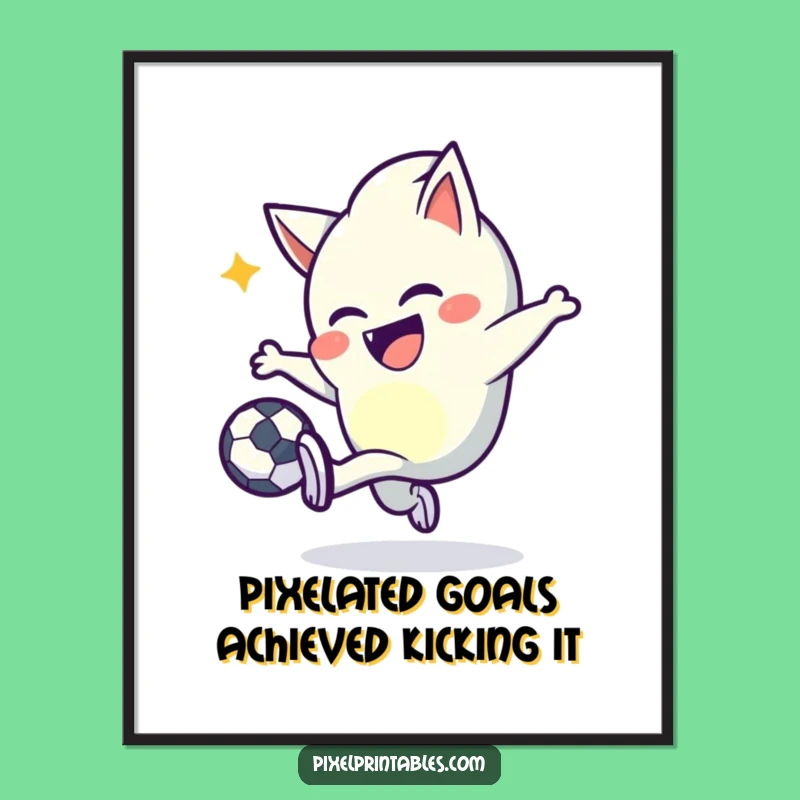 Free Printable Pixel Kicking Art: Funny Gamer Wall Art, Downloadable Retro Decor!