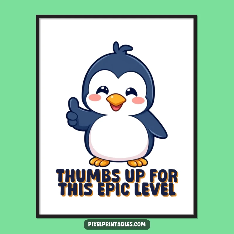 Free Printable Pixel Penguin Wall Art - Retro Funny Downloadable Art