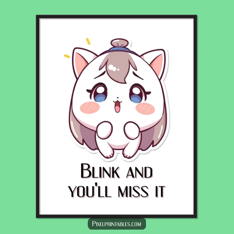 Free Printable Wall Art: Humorous Surprised Character Blinking Light Downloadable Decor