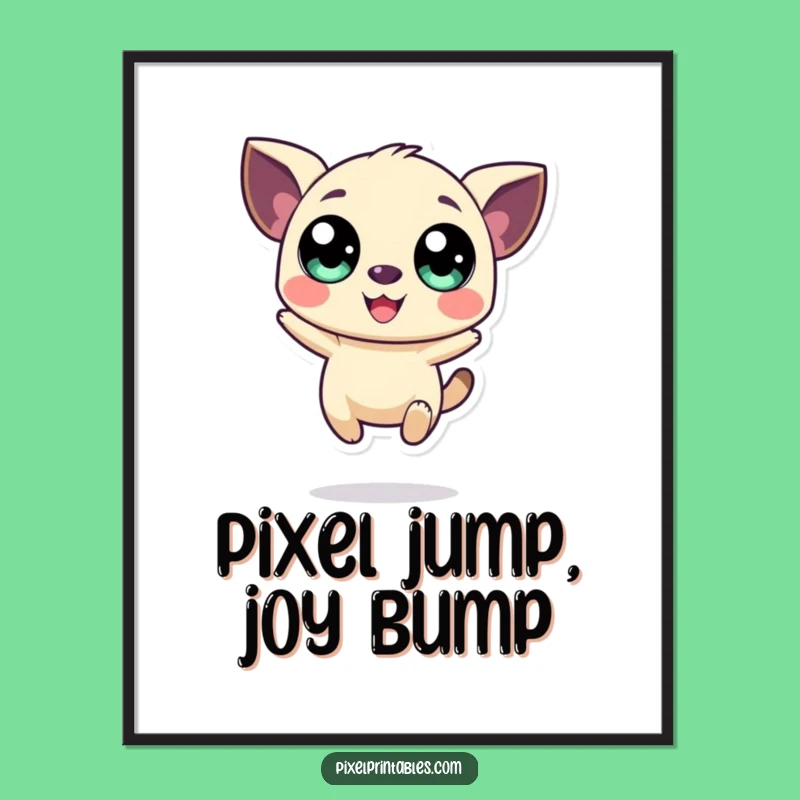 Free Printable Wall Art: Pixel Creature Jump, Hilarious Downloadable Decor