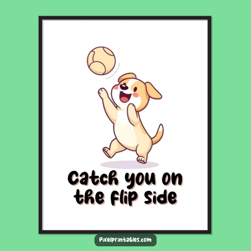 Free Printable Wall Art: Pixel Dog Ball Catch - Retro Downloadable Decor