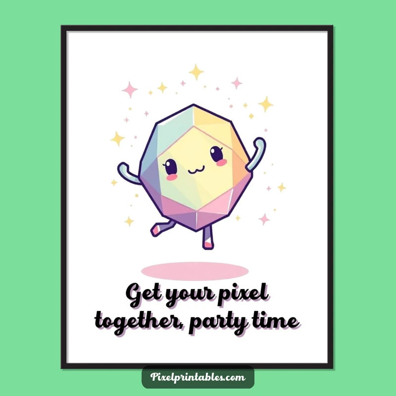 Free Printable Wall Art: Pixel Geometric Shape Dancing Digital Art Downloadable Gift