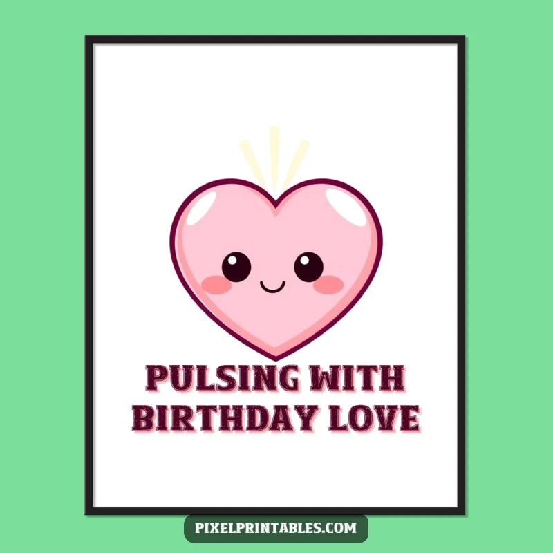 Free Printable Wall Art: Pixel Heart Glow Art Downloadable Gift