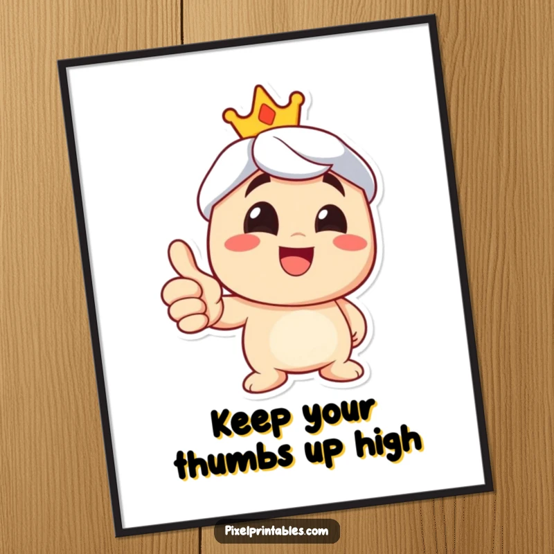 Funny Free Printable Wall Art: A character giving a confident thumbs up with a wide, joyful grin, radiating happiness.
