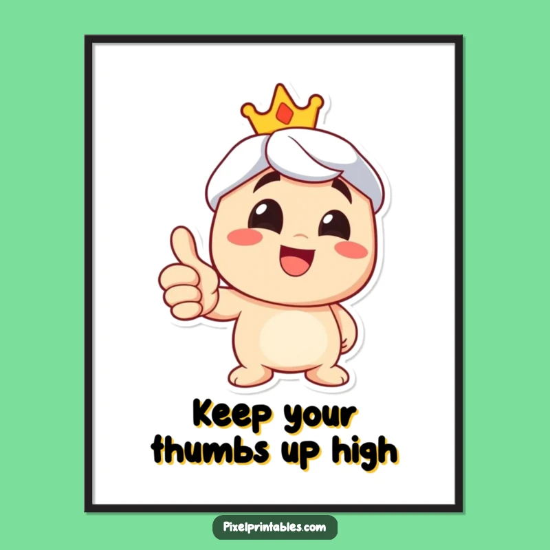 Free Printable Wall Art: Thumbs Up Character Funny Downloadable Decor for Positive Spaces