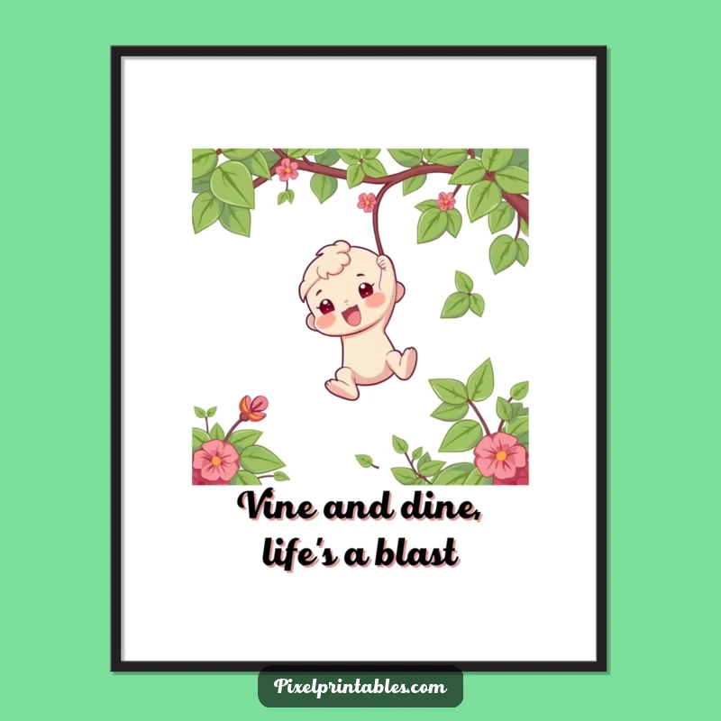 Funny Free Printable Wall Art: Swinging Character, Downloadable Humorous Decor