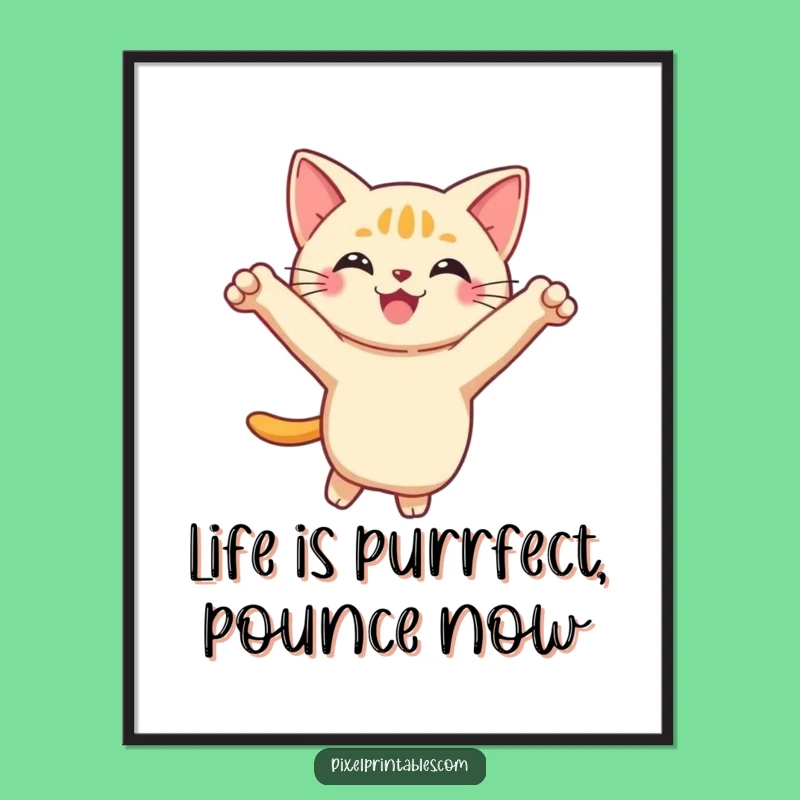 Free Printable Pixel Cat Wall Art Funny Downloadable Decor for Gamers and Cat Lovers