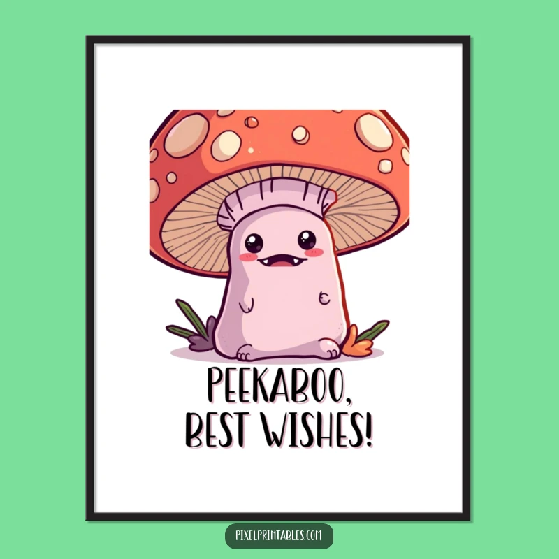 Free Printable Kawaii Monster Wall Art: Funny Pixel Mushroom Art DIY Downloadable Gift!