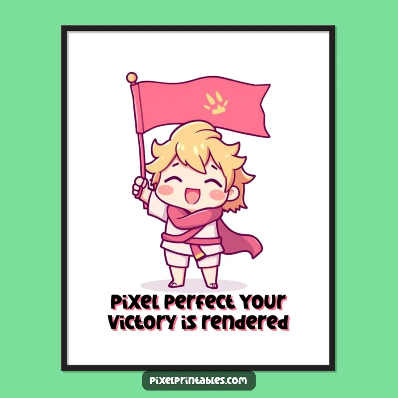 Free Printable Pixel Victory Art - Funny Retro Gaming Downloadable Decor