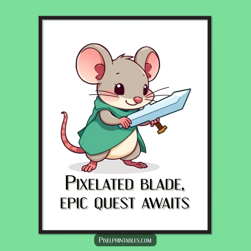 Funny Free Printable Pixel Mouse Art: Crafting Adventure - Downloadable Gaming Decor!
