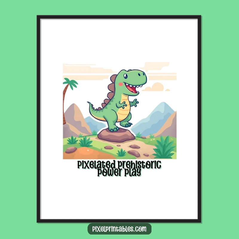 Funny Free Printable Pixel Dino Art: Stomping Retro Vibes - Downloadable Wall Decor!