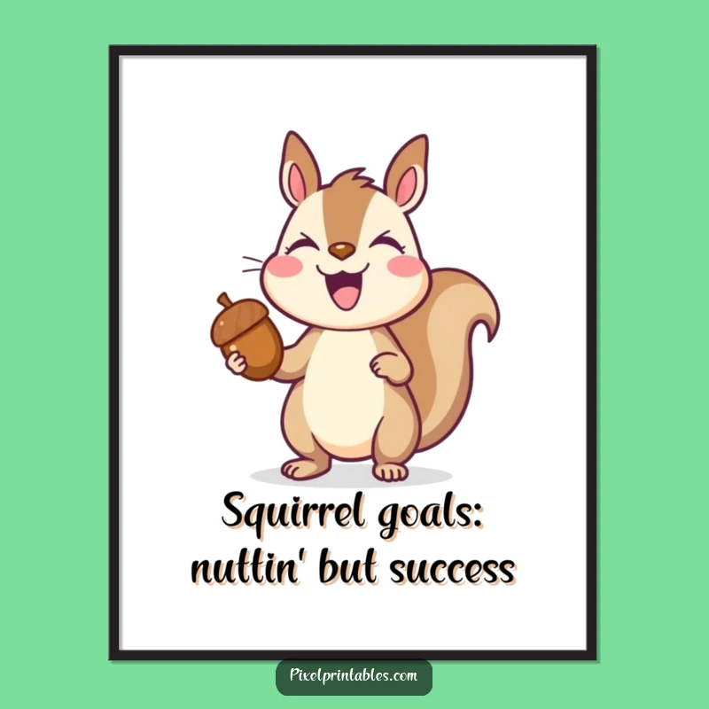 Pixel Squirrel Free Printable Wall Art - Funny Retro Gaming Downloadable Decor