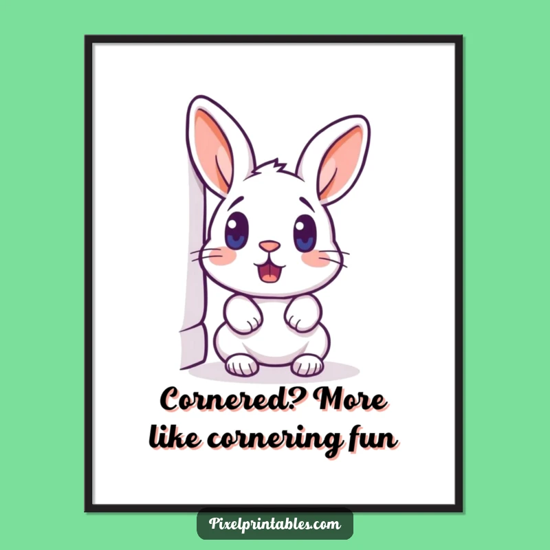 Surprised Pixel Rabbit Free Printable Wall Art - Funny Retro Gaming Downloadable Decor