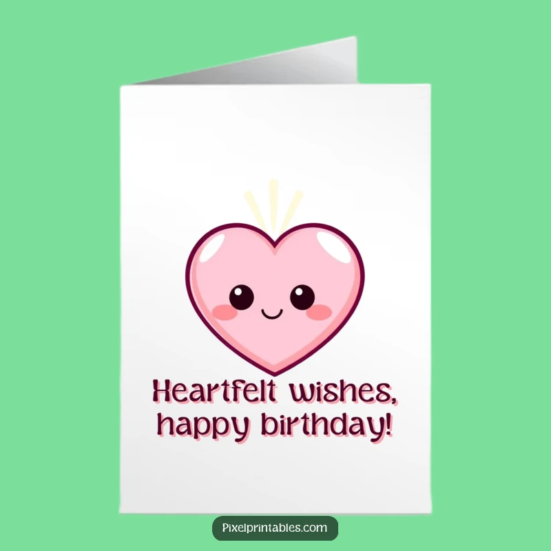 Free Printable Birthday Card: Pixel Heart Warmth Downloadable Gift