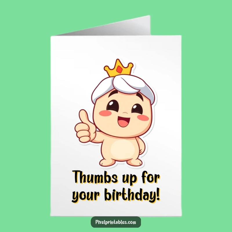 Free Printable Birthday Card: Thumbs Up Character Funny Downloadable Gift for Good Times