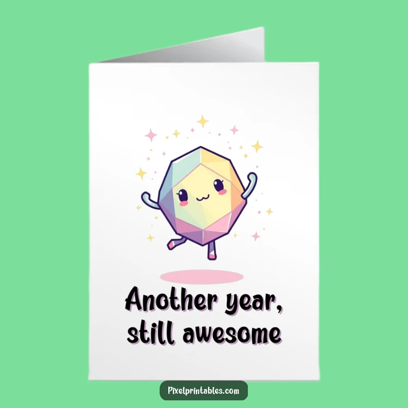 Free Printable Funny Birthday Card: Pixel Geometric Shape Dancing Fun Downloadable Gift