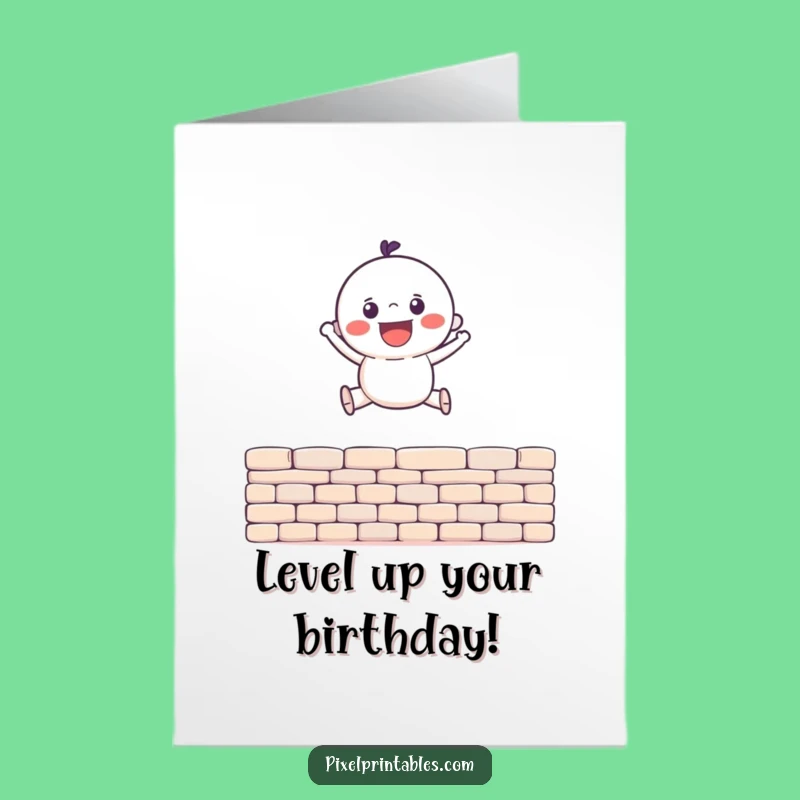 Free Printable Pixel Jump Birthday Card: Fun Downloadable Gift for Gamers