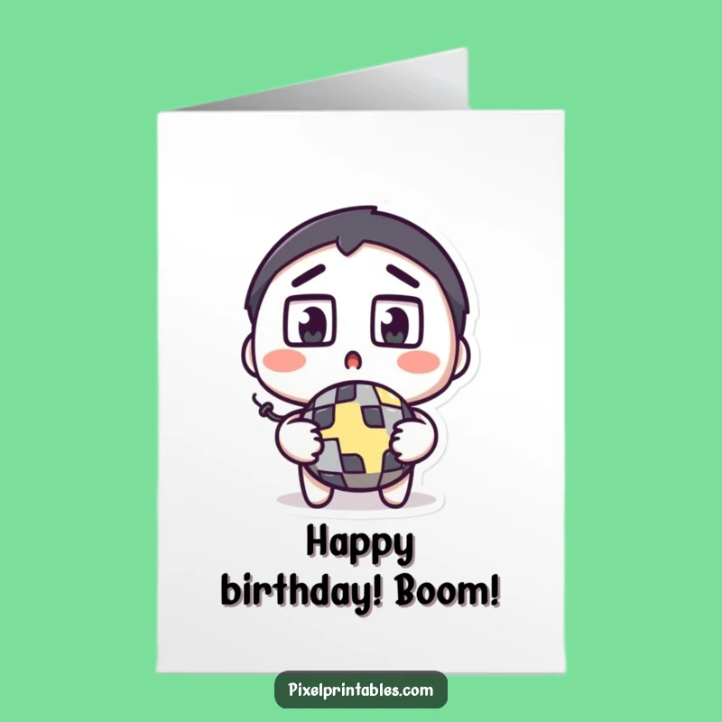 Free Printable Surprise Birthday Card: Funny Pixel Bomb, Downloadable LOL Gift!