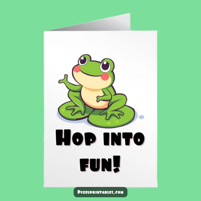 Free Printable Birthday Card: Happy Pixel Frog Hopping, Fun Downloadable Gift for All Ages