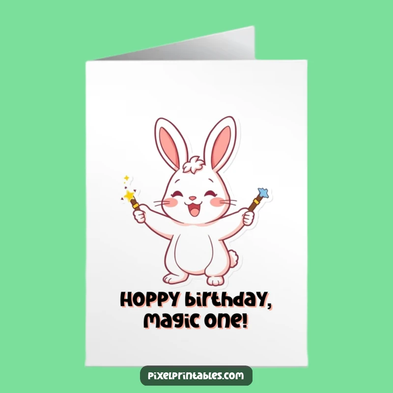 Magical Free Printable Rabbit Birthday Card - Enchanting Downloadable Gift