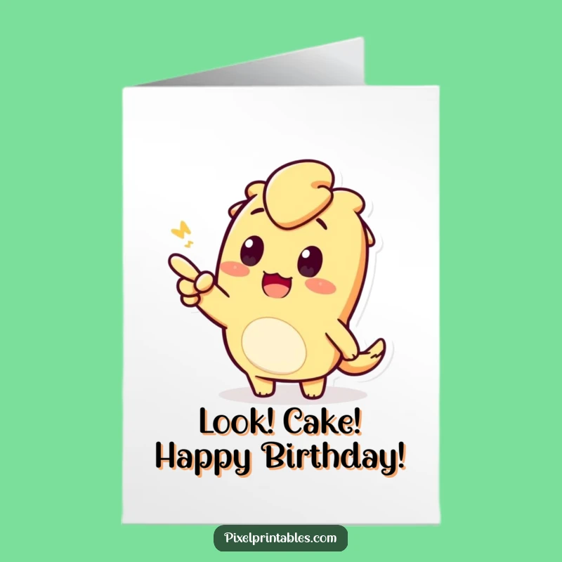 Free Printable Pixel Pointing Birthday Card - Funny Downloadable Greeting for Curious Minds