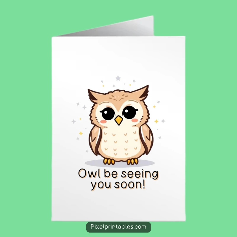 Free Printable Funny Owl Birthday Card: Curious Pixelated Night Sky Downloadable Gift