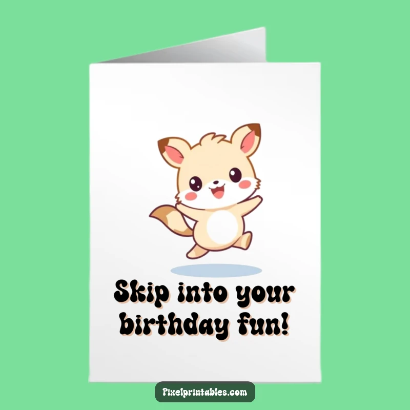Free Printable Funny Birthday Card: Pixel Animal Skip for Joy, Hilarious DIY Gift