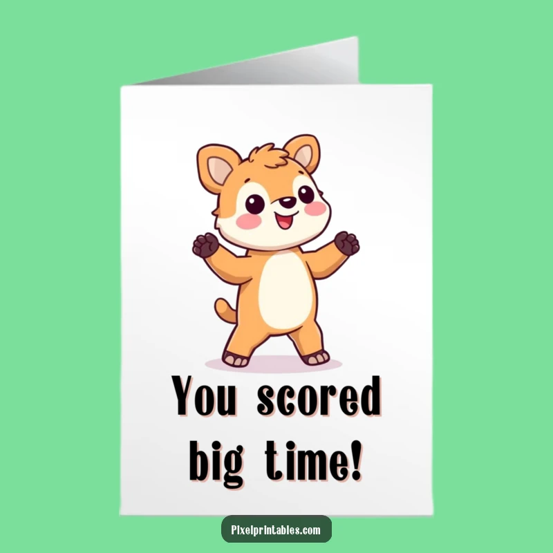 Free Printable Congrats Card: Pixel Animal Dance Funny Downloadable Gift