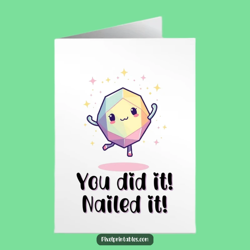 Free Printable Congrats Card: Pixel Geometric Shape Celebration Downloadable Gift