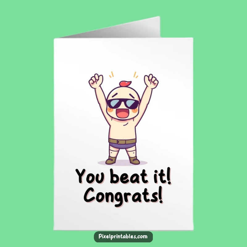 Free Printable Congrats Card: Pixel Hero Victory Downloadable Gift