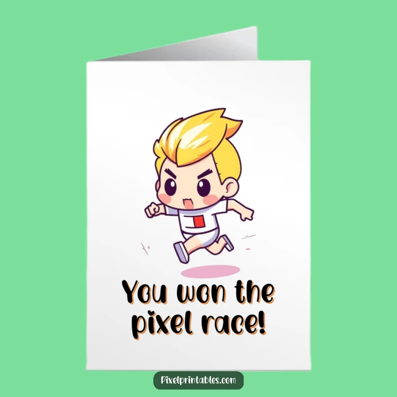 Free Printable Congrats Card: Pixel Race Winner - Funny Downloadable Gift