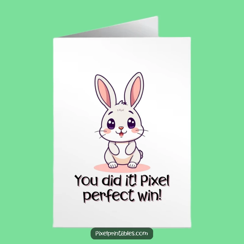 Free Printable Congrats Card: Shocked Pixel Rabbit - Humorous Downloadable Greeting