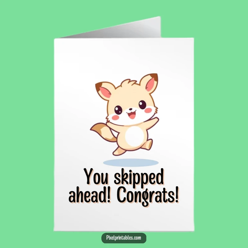 Free Printable Congratulations Card: Pixel Animal Skip for Joy, Whimsical DIY Gift