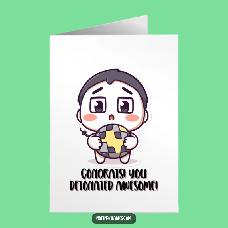 Free Printable Pixel Congrats Card: Funny Surprise Bomb, Downloadable LOL Gift!