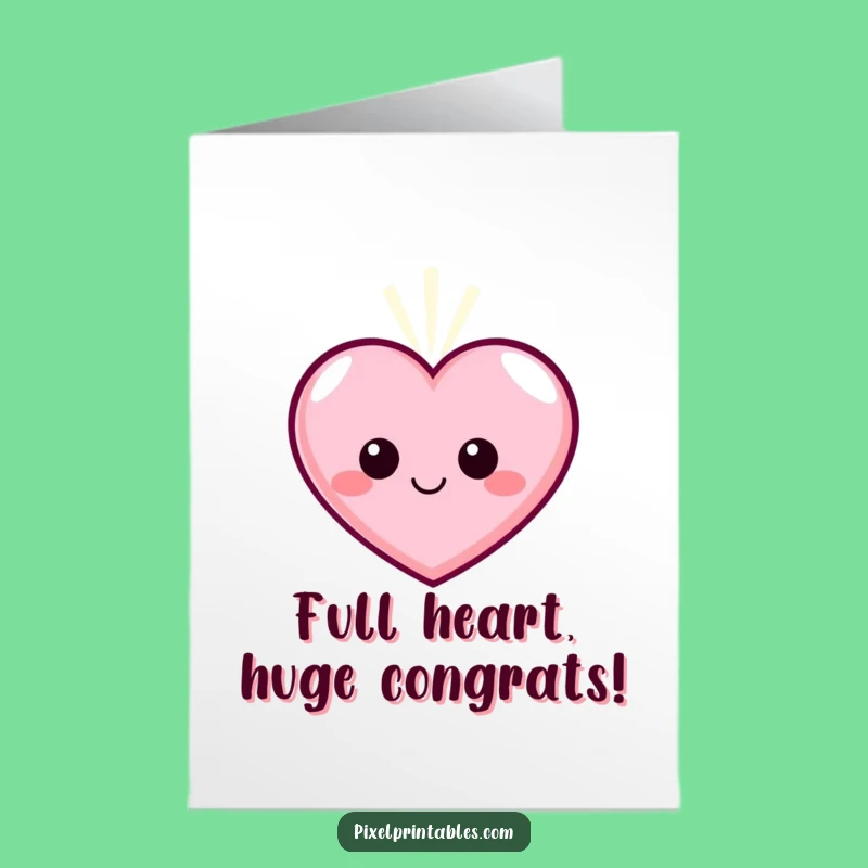 Free Printable Congrats Card: Pixel Heart Joy Downloadable Gift