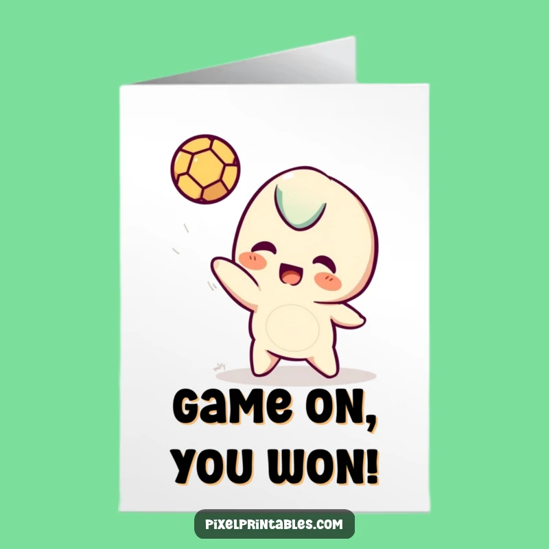 Free Printable Congrats Card: Pixel Pal Toss Funny Downloadable Gift