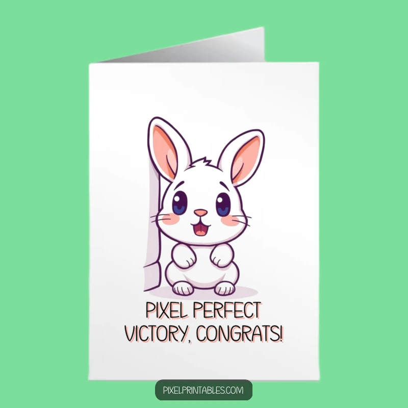 Pixel Rabbit Free Printable Congrats Card - Shocked Funny Downloadable Celebration Gift