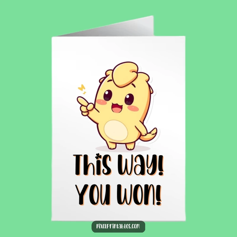 Free Printable Pixel Pointing Congrats Card - Funny Downloadable Greeting for Big News