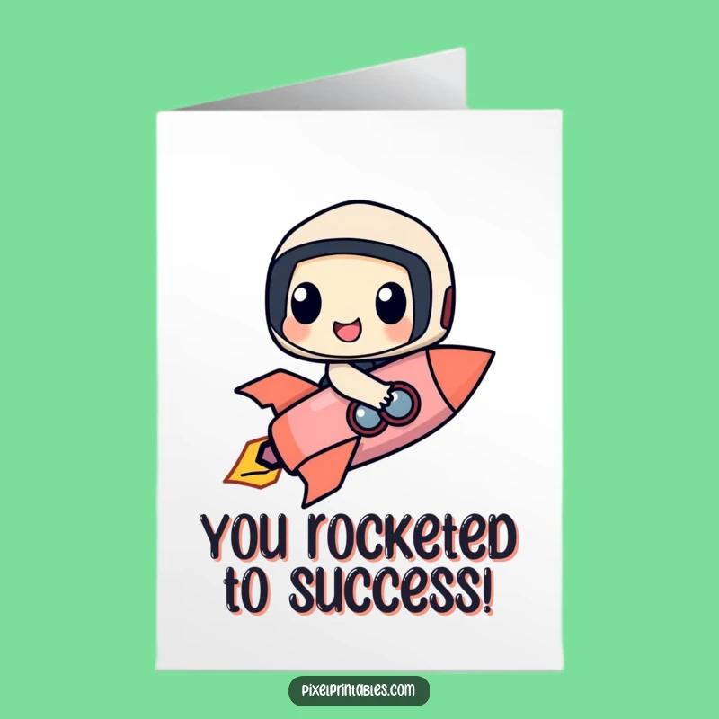 Free Printable Congrats Card: Pixel Rocket Launch - Funny Downloadable Gift