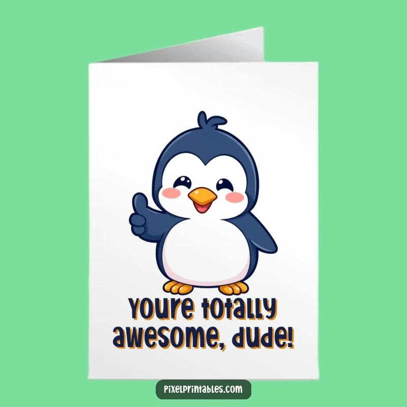 Free Printable Pixel Penguin Congrats Card - Retro Funny Downloadable Gift